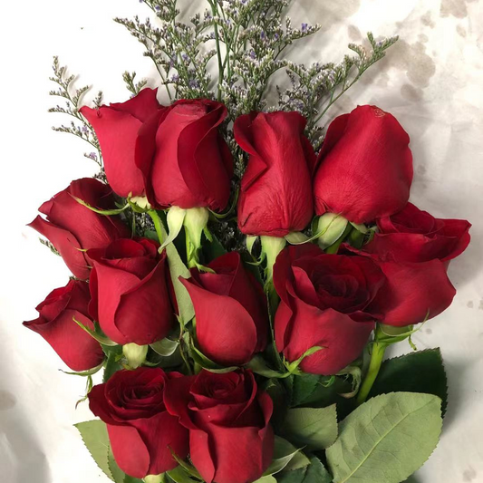 Dozen Roses Red with Seasonal Fillers